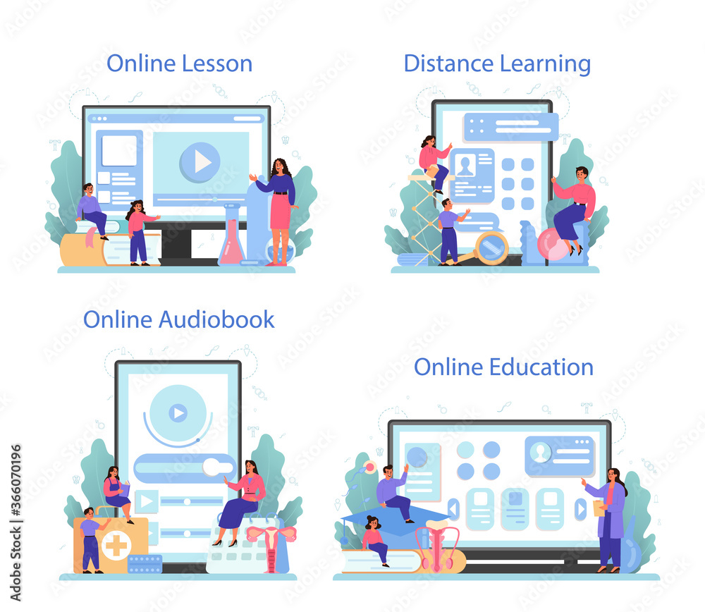 Sexual education online service or platform set. Sexual health lesson Sexual education online service or platform set. Sexual health lesson