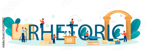 Rhetoric or elocution school class typographic header. Voice training