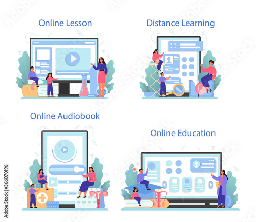 Sexual education online service or platform set. Sexual health lesson