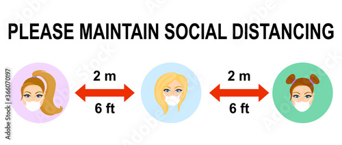 Please maintain social distancing covid-19 infographic poster. 