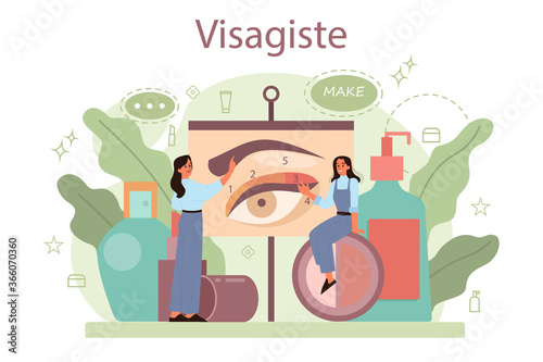 Visagiste concept. Beauty center service concept. Woman applying