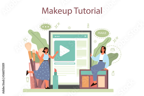Visagiste online service or platform. Beauty center service. Woman