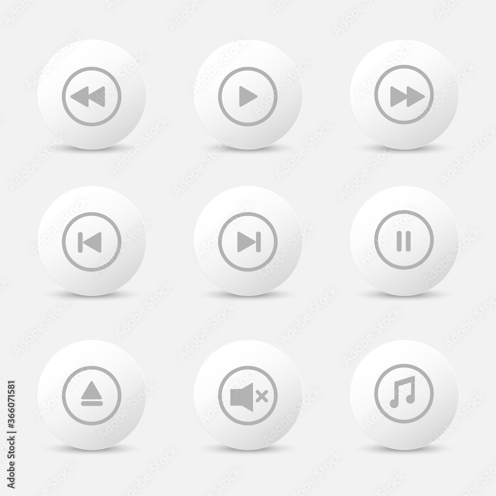Set of 3d music icons. Vector. Set of 3d music icons. Vector.
