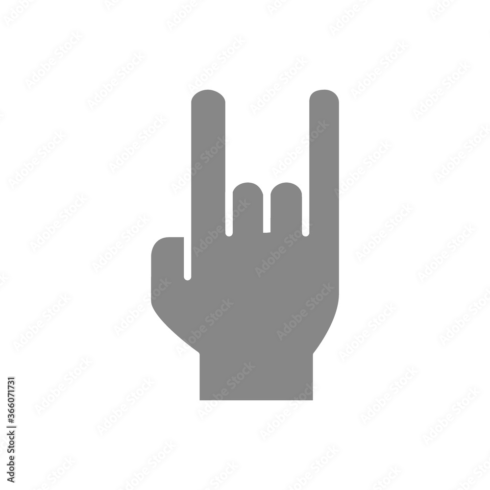 Goat gesture gray icon. Protection against evil, rock and heavy metal symbol Goat gesture gray icon. Protection against evil, rock and heavy metal symbol
