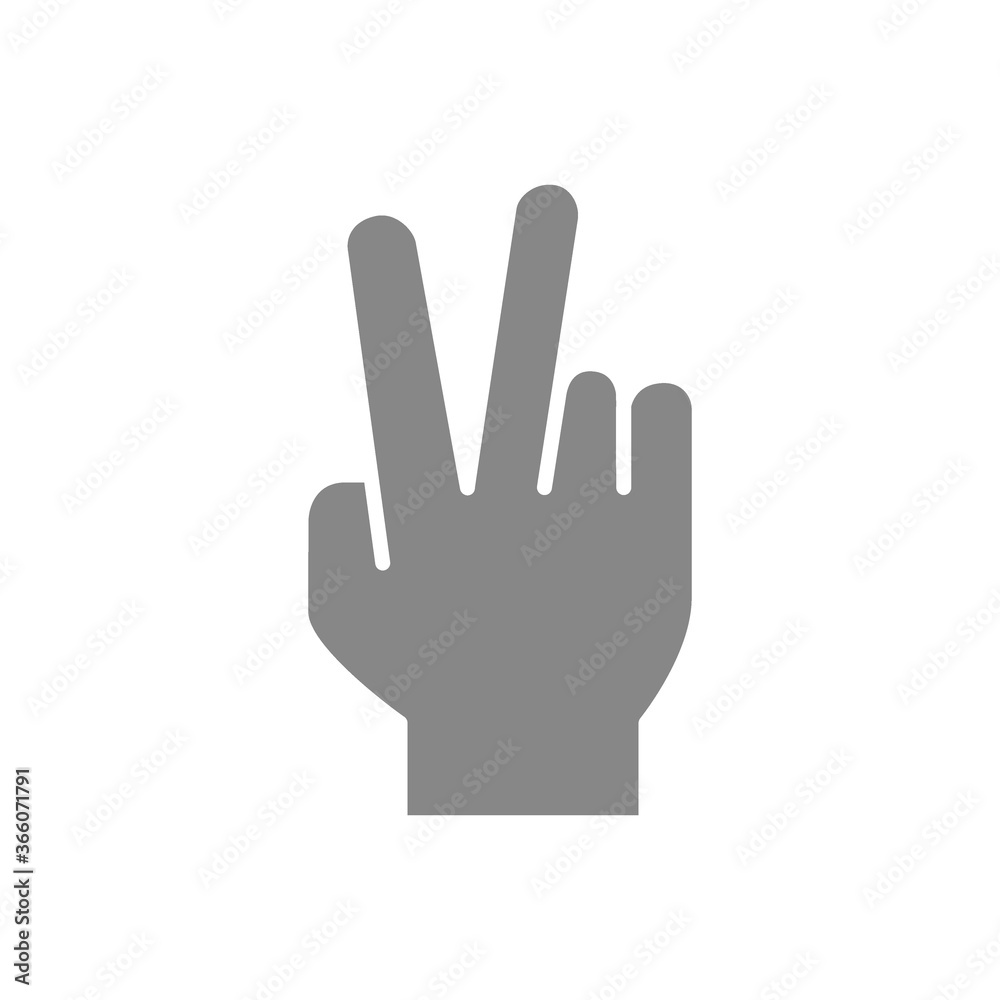 Victory gesture gray icon. Peace world symbol Victory gesture gray icon. Peace world symbol