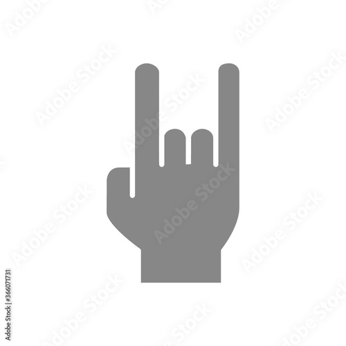 Goat gesture gray icon. Protection against evil, rock and heavy metal symbol