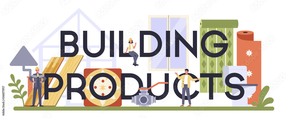 Building products industry typographic header. Home repair