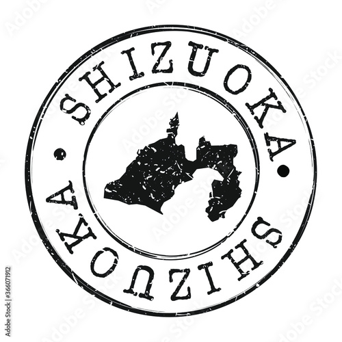 Shizuoka Japan Map Postmark. A Silhouette Postal Passport. Stamp Round Vector Icon. Vintage Postage Designs.