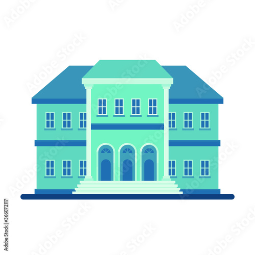 Bank building facade Vector illustration, Bank, university or government institution isolated on white background. Flat style Architecture building.