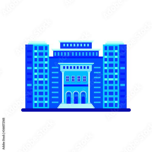Bank building facade Vector illustration, Bank, university or government institution isolated on white background.  Flat style Architecture building.