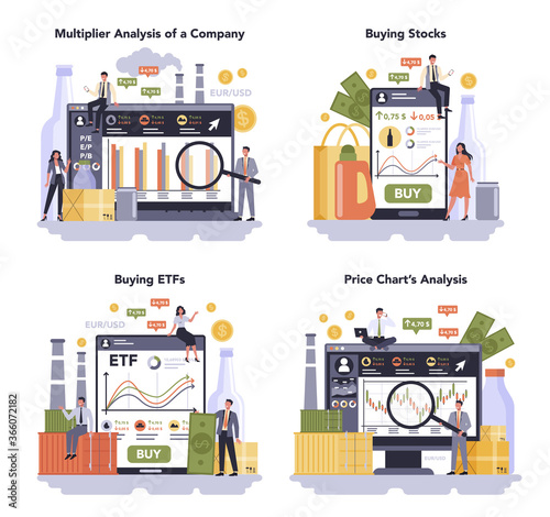 Container and packaging industry online service or platform set.