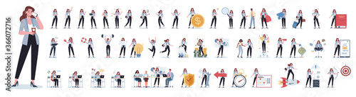 Fotografia Set of business woman or office worker character with various poses