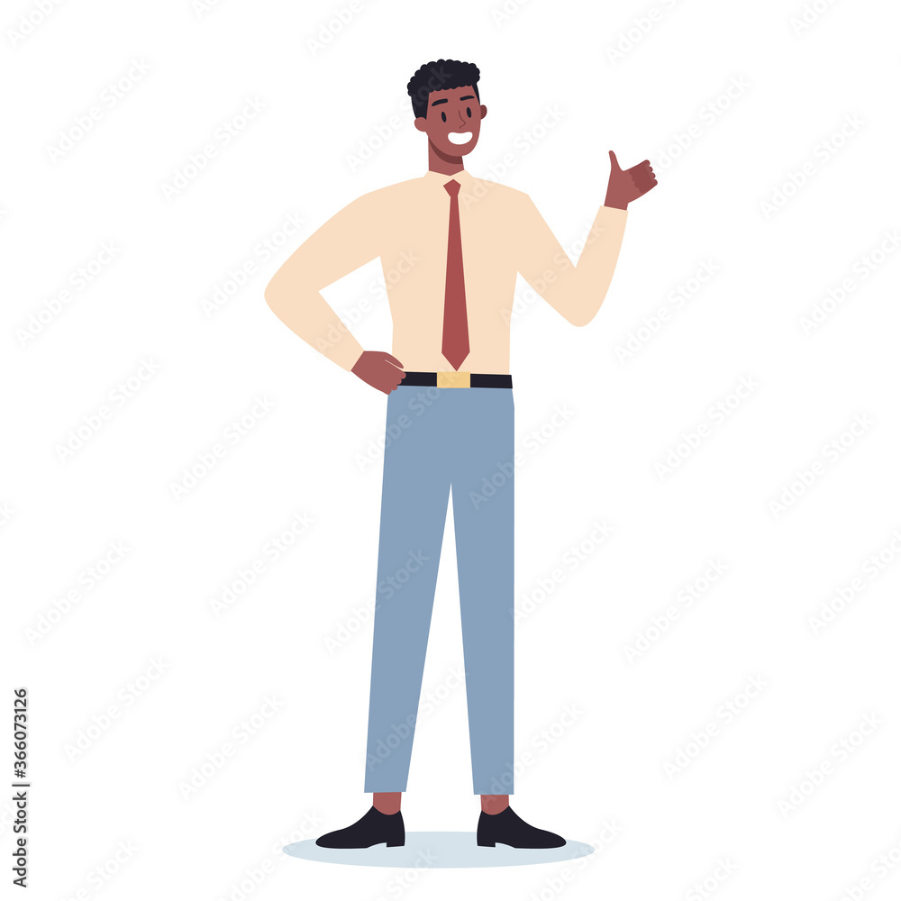 Business character showing a sign of OK. Male employee with Business character showing a sign of OK. Male employee with
