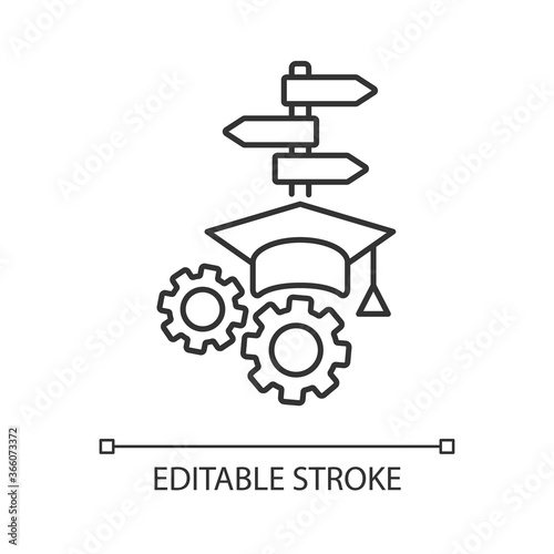 College major pixel perfect linear icon. Academic minors. Decision making. Undergraduate degree. Thin line customizable illustration. Contour symbol. Vector isolated outline drawing. Editable stroke