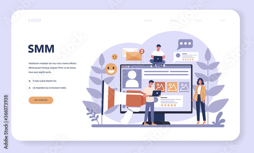 SMM social media marketing web banner or landing page