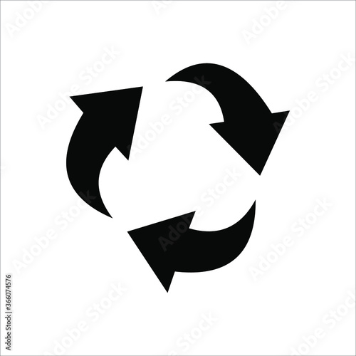 black recycle vector, white color background.