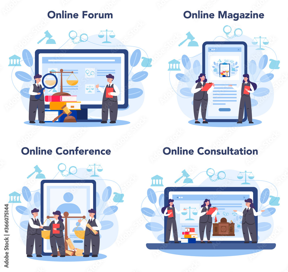 Professional lawyer online service or platform set. Law advisor or consultant Professional lawyer online service or platform set. Law advisor or consultant