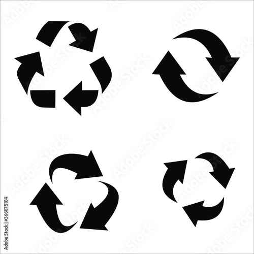black recycle vector, white color background.