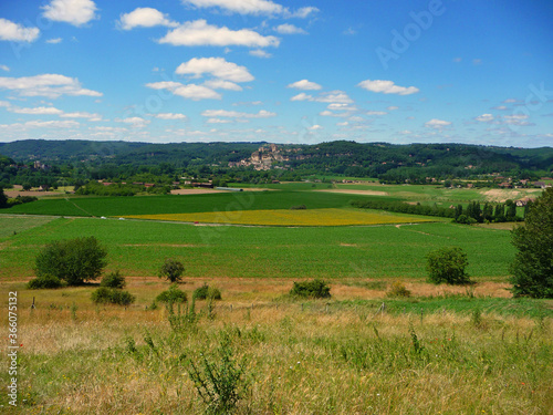vallée de la Dordogne, vue sur la campagne et Beynac, Dordogne, Périgord, France