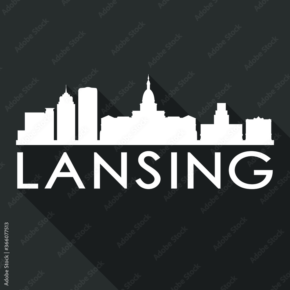 Lansing Flat Icon Skyline Silhouette Design City Vector Art Famous Buildings.