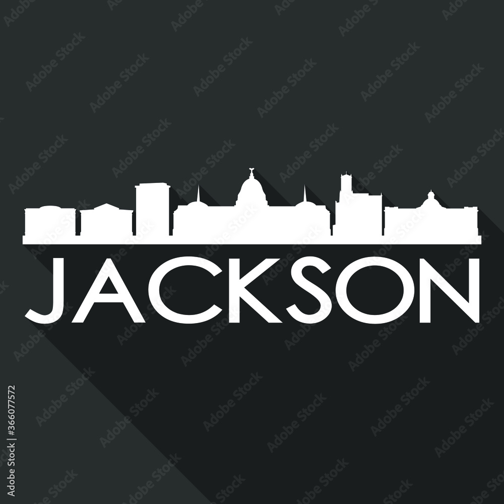 Jackson Flat Icon Skyline Silhouette Design City Vector Art Famous Buildings.