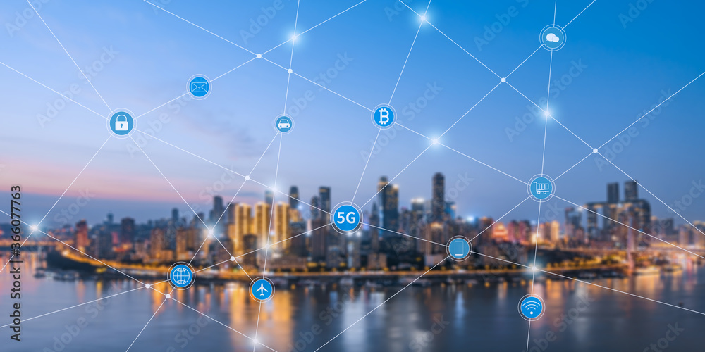 Big data concept for interconnection of tall buildings and cities along the Yangtze River in Chongqing, China