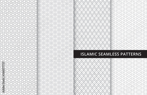 The set of Traditional Arabian seamless pattern white background