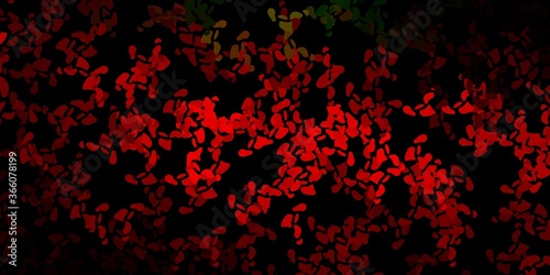Dark green  red vector texture with memphis shapes.