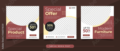 Home decor and furniture sale banner for social media post template and digital marketing