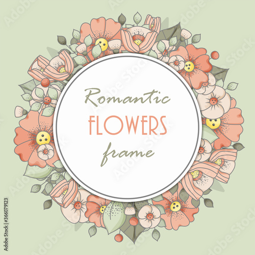 Vector illustration frame for wedding, anniversary, birthday and party. Design for banner, poster, card, invitation and scrapbook, discount card. Printed products.