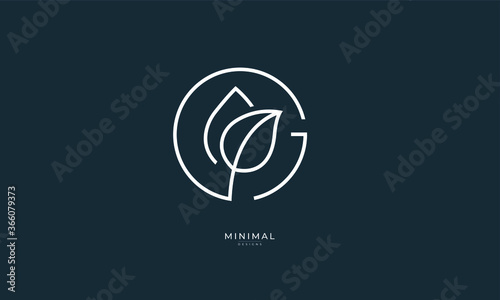Alphabet letter icon logo G leaf logo