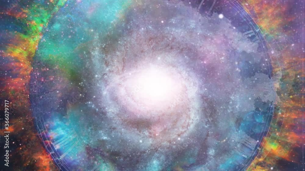 Space portal. Vivid universe with nebulae and galaxy