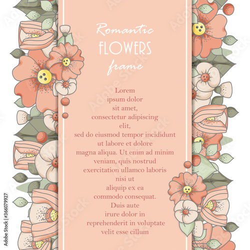 Vector illustration frame for wedding, anniversary, birthday and party. Design for banner, poster, card, invitation and scrapbook, discount card. Printed products.