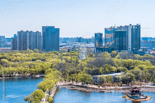 Spring scenery of Qingcheng Park, Hohhot, Inner Mongolia, China