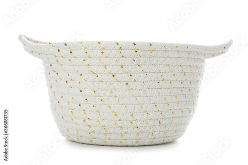 Empty white woven rope bask...