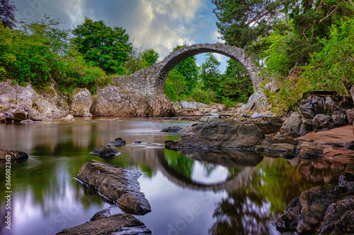 The old horseback Bridge at Carrbridge, cairngorms, highlands, Scotland.