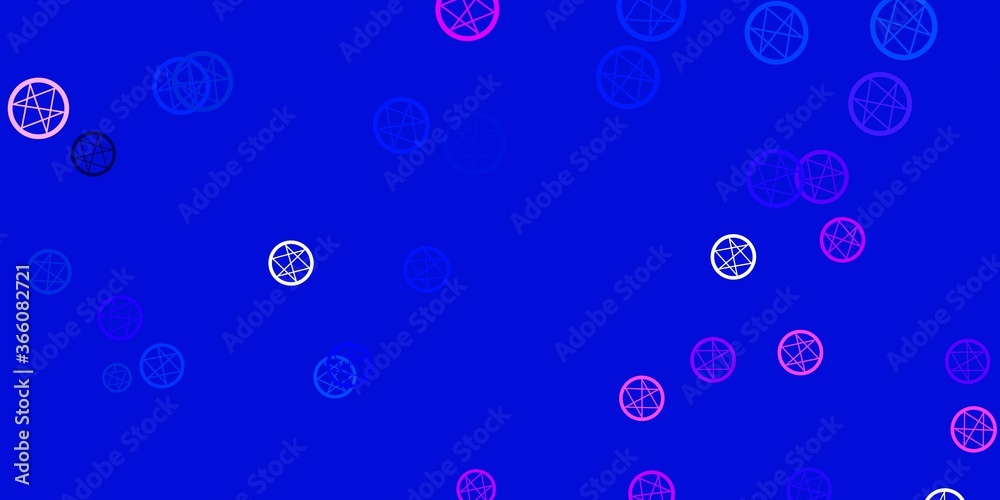 Light Pink, Blue vector template with esoteric signs.