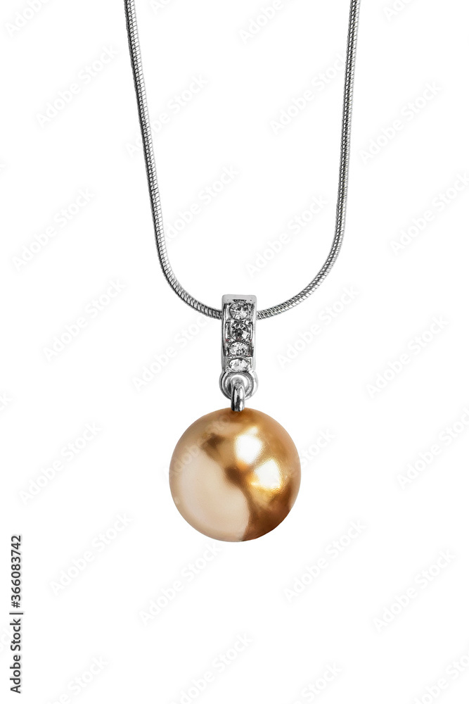Golden pearl pendant isolated Golden pearl pendant isolated