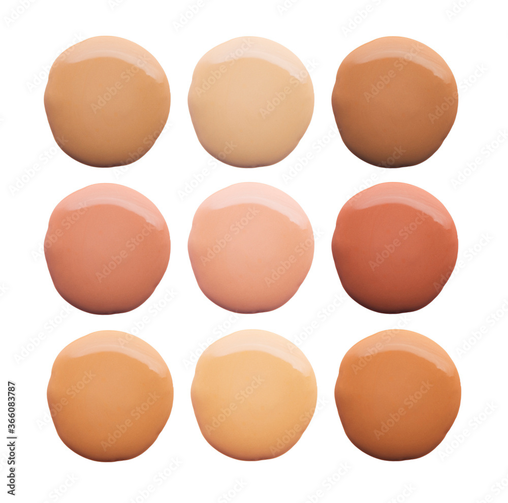 Collection of make up foundation drop smudge texture white isolated background Collection of make up foundation drop smudge texture white isolated background