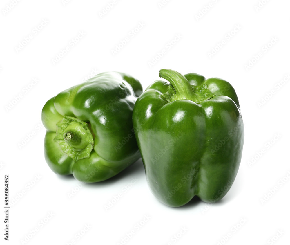 Green bell peppers on white background Green bell peppers on white background