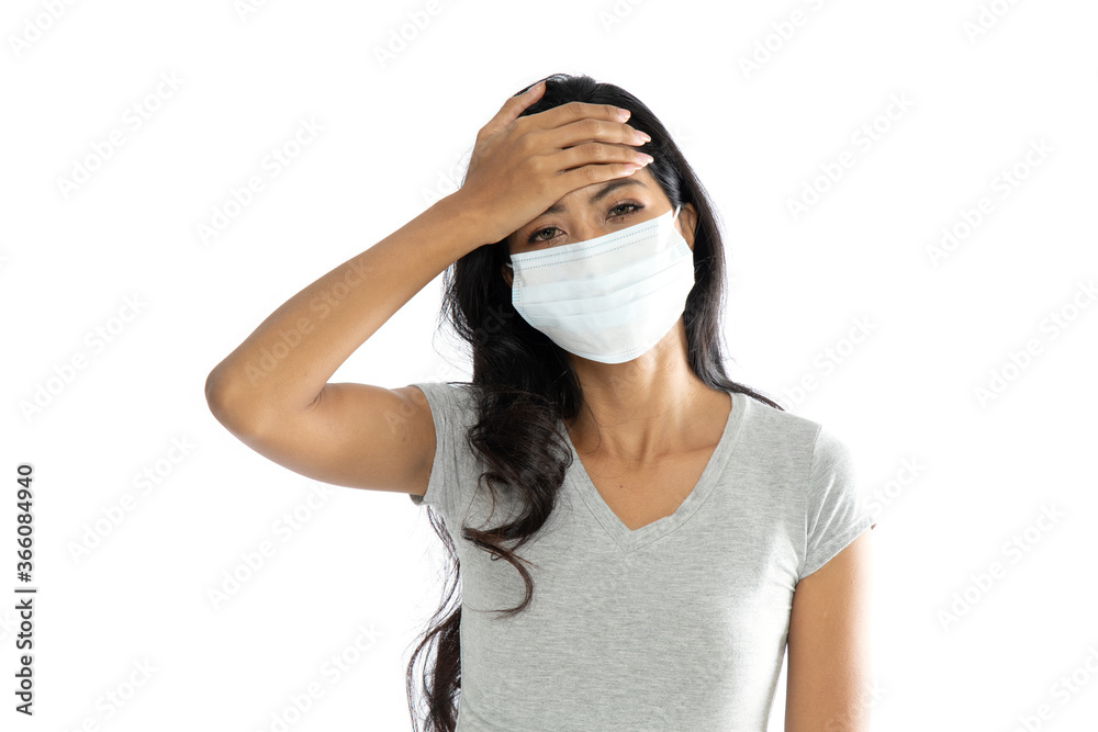 Isolated Asian women wearing medical masks and influenza Isolated Asian women wearing medical masks and influenza