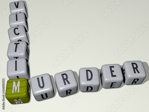 combination of murder victim built by cubic letters from the top perspective, excellent for the concept presentation. illustration and crime photo