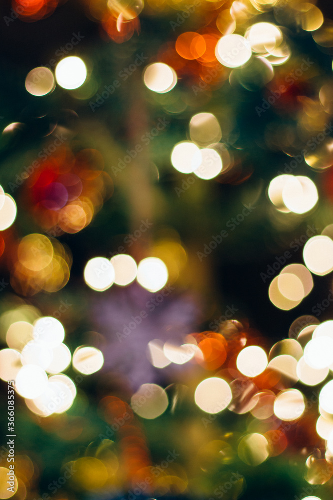 Blurred christmas lights, green, red and golden