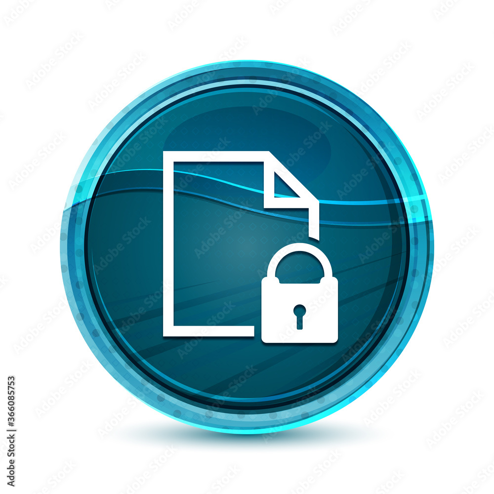 Secure document icon elegant glass blue round button vector design illustration Secure document icon elegant glass blue round button vector design illustration