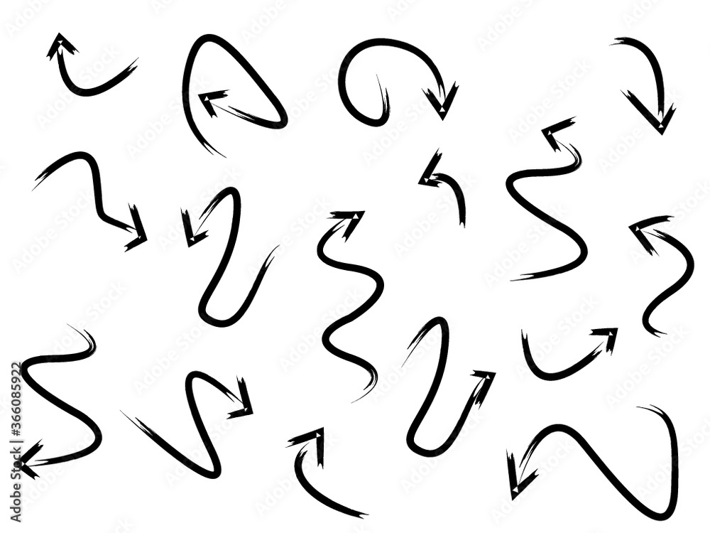 Grunge Dirt Arrow Vector. Dry Brush Stroke . Curved arrow set . sideways. black sign. element for your design . distressed direction Grunge Dirt Arrow Vector. Dry Brush Stroke . Curved arrow set . sideways. black sign. element for your design . distressed direction