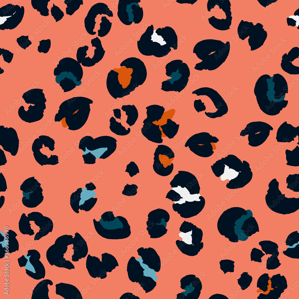 Fototapeta premium Leopard spots seamless pattern design. Vector illustration background