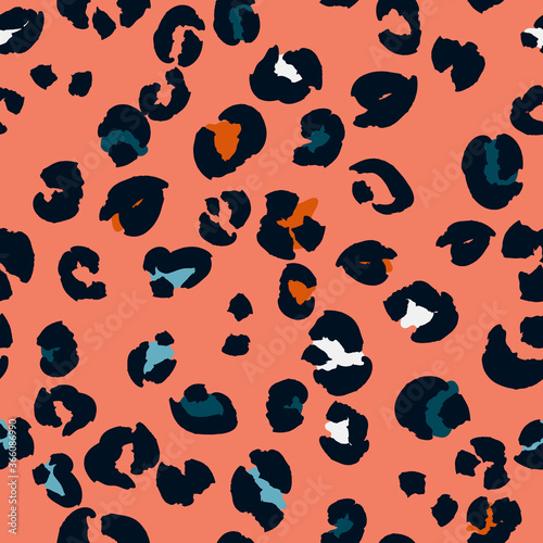 Leopard spots seamless pattern design. Vector illustration background