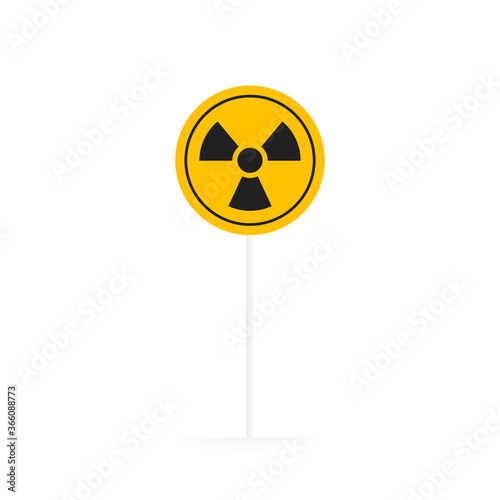Radiation geometric banner on a board. Badge with radiation warning sign. Logo design. Vector illustration