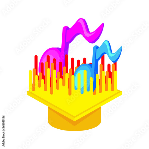Music note and sound wave logo vector, simple, and trendy design for music education school, or course