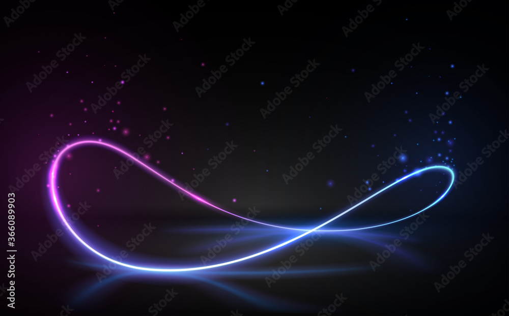 Neon circle light line on ground